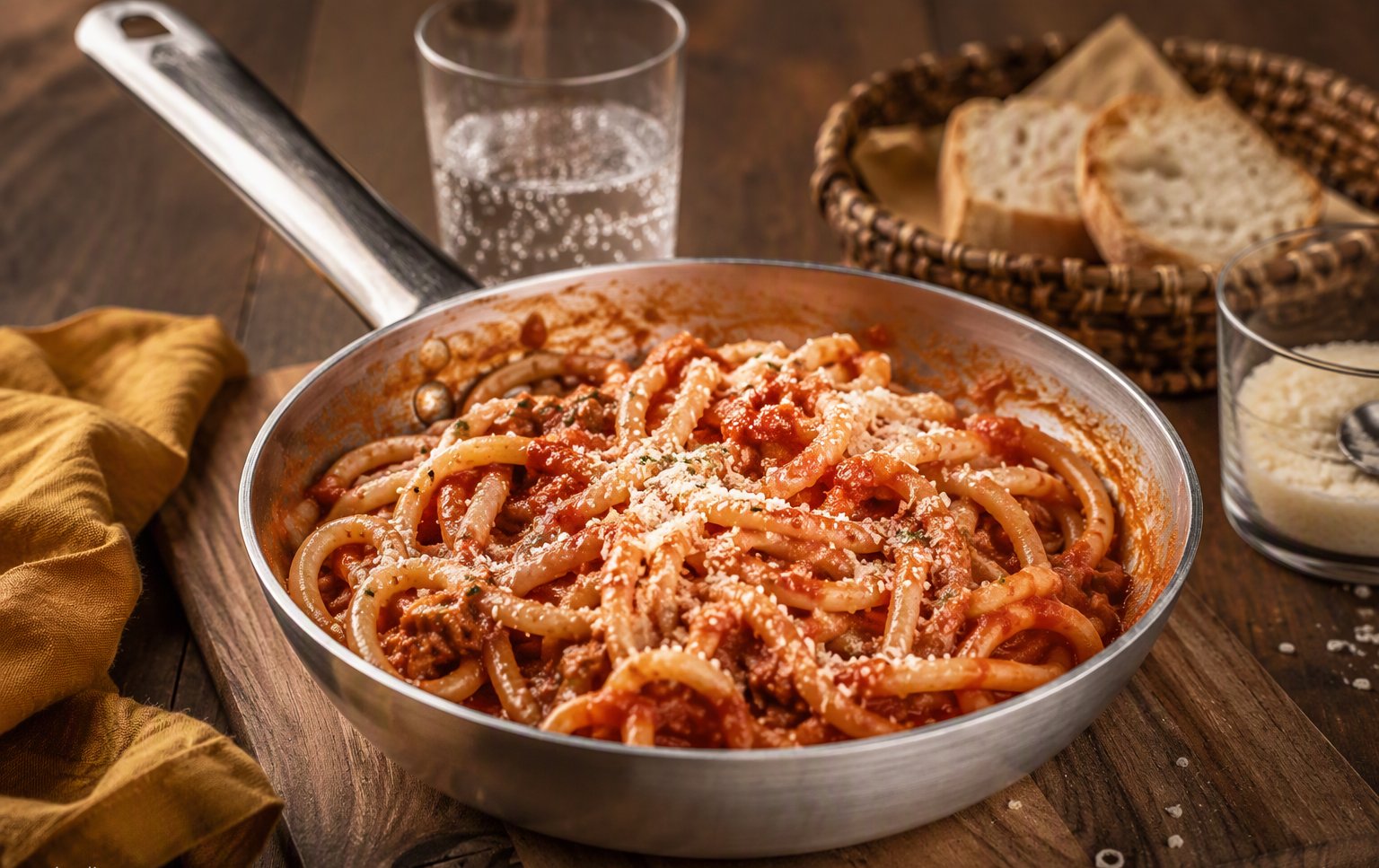 La pasta fresca al ragù servita nella padellina